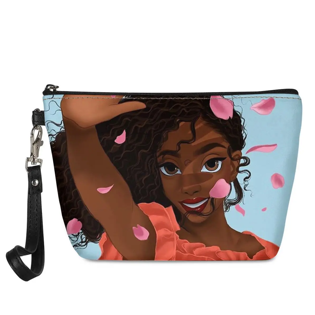 

Hawaiian Style Genuine Leather Bags Handbags African Girl Cosmetics Bag Women Makeup Lips Make Up Bag, Customized , print on demand