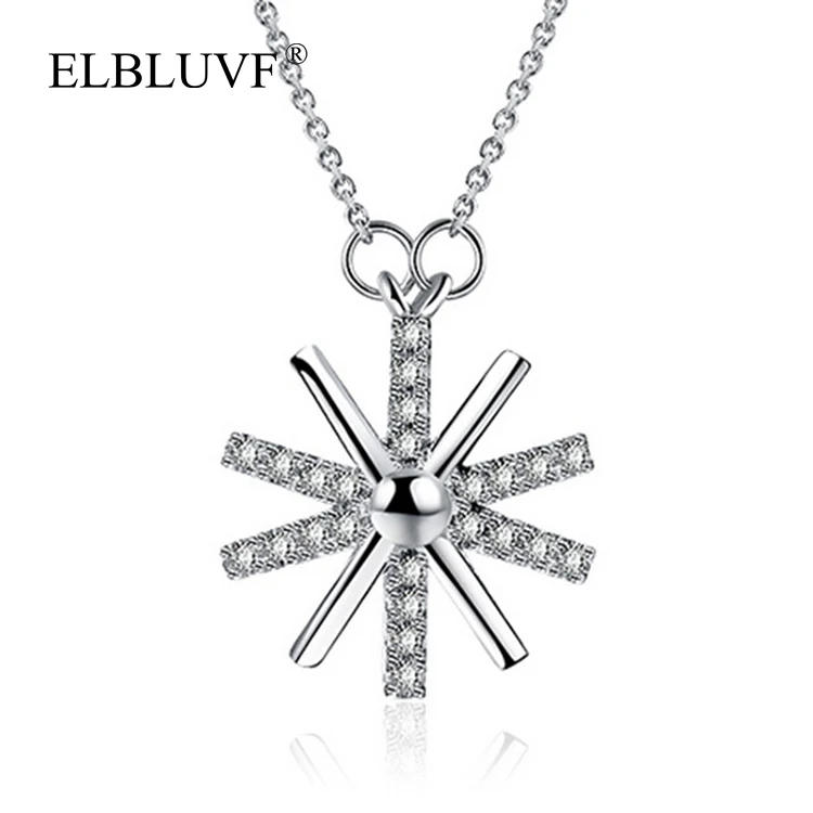 

ELBLUVF 2019 Hot Sell S925 Silver Plated Zircon Sun Shape Pendant Necklace Wholesale, Steel color , rose gold