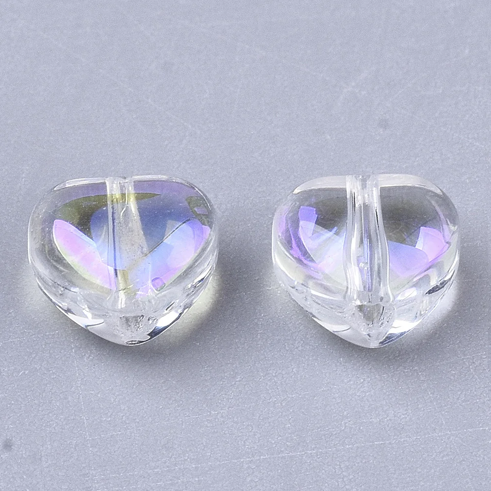 

PandaHall AB Color Plated Heart Transparent Glass Bead