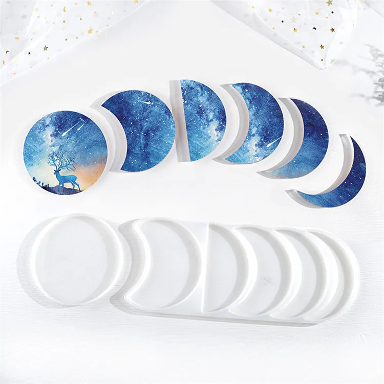 

Y1105 Large small lunar eclipse resin molds crescent full young moon silicone mold