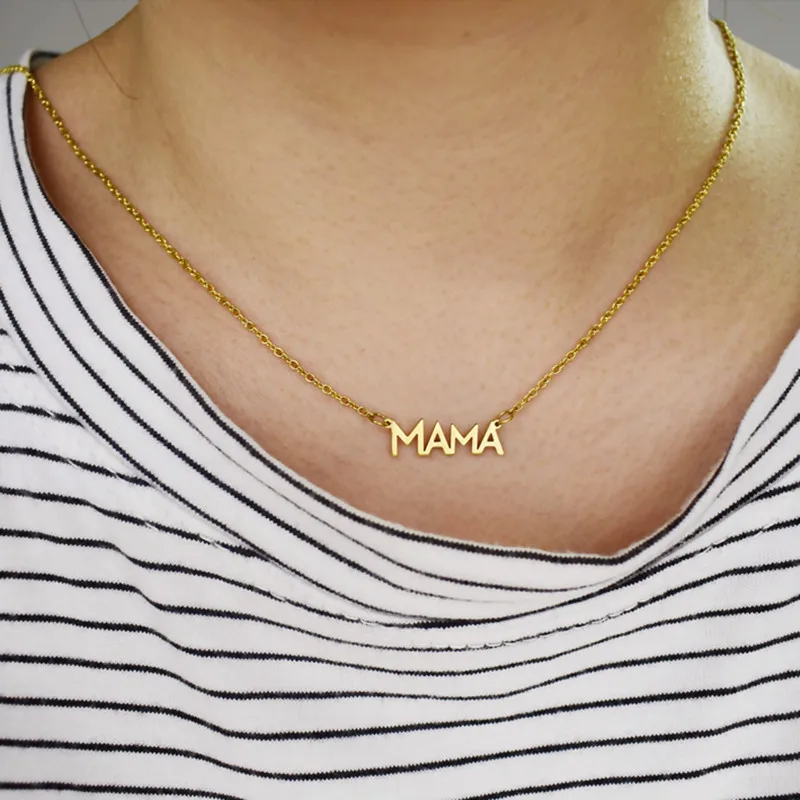 

2021 Best Selling Personalized Gifts For Mom Custom Design Stainless Steel Dainty Mama Letter Necklace