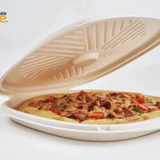 

Eco-Friendly Biodegradable Sugarcane Bagasse Pizza Box With Lid