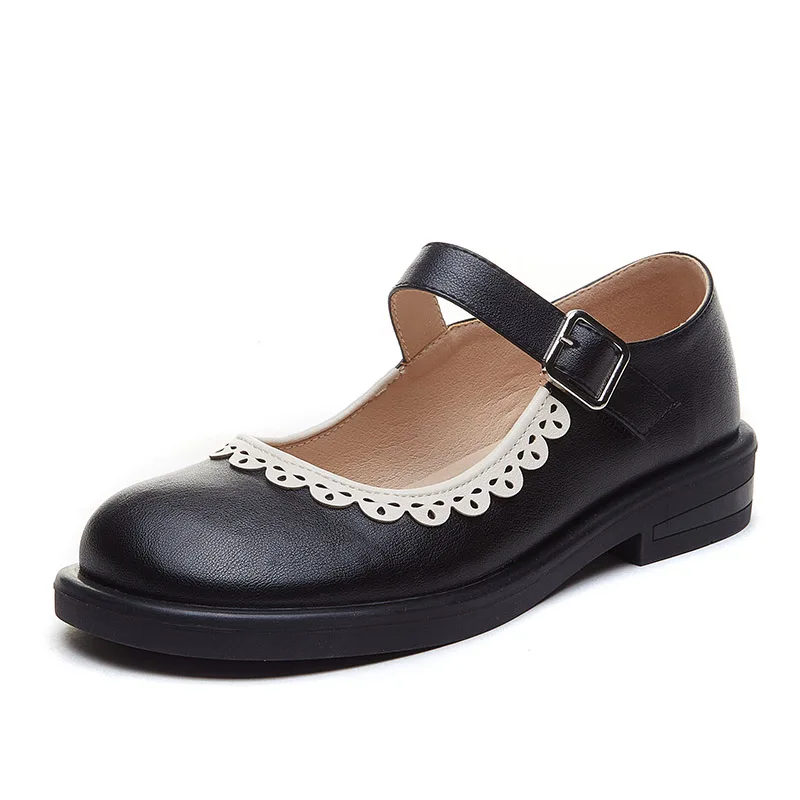 

2021 Women's Winter Mary Jane Thick Sole Flats Bordered Decoration Summer Office Loafers Dress Shoes For Women