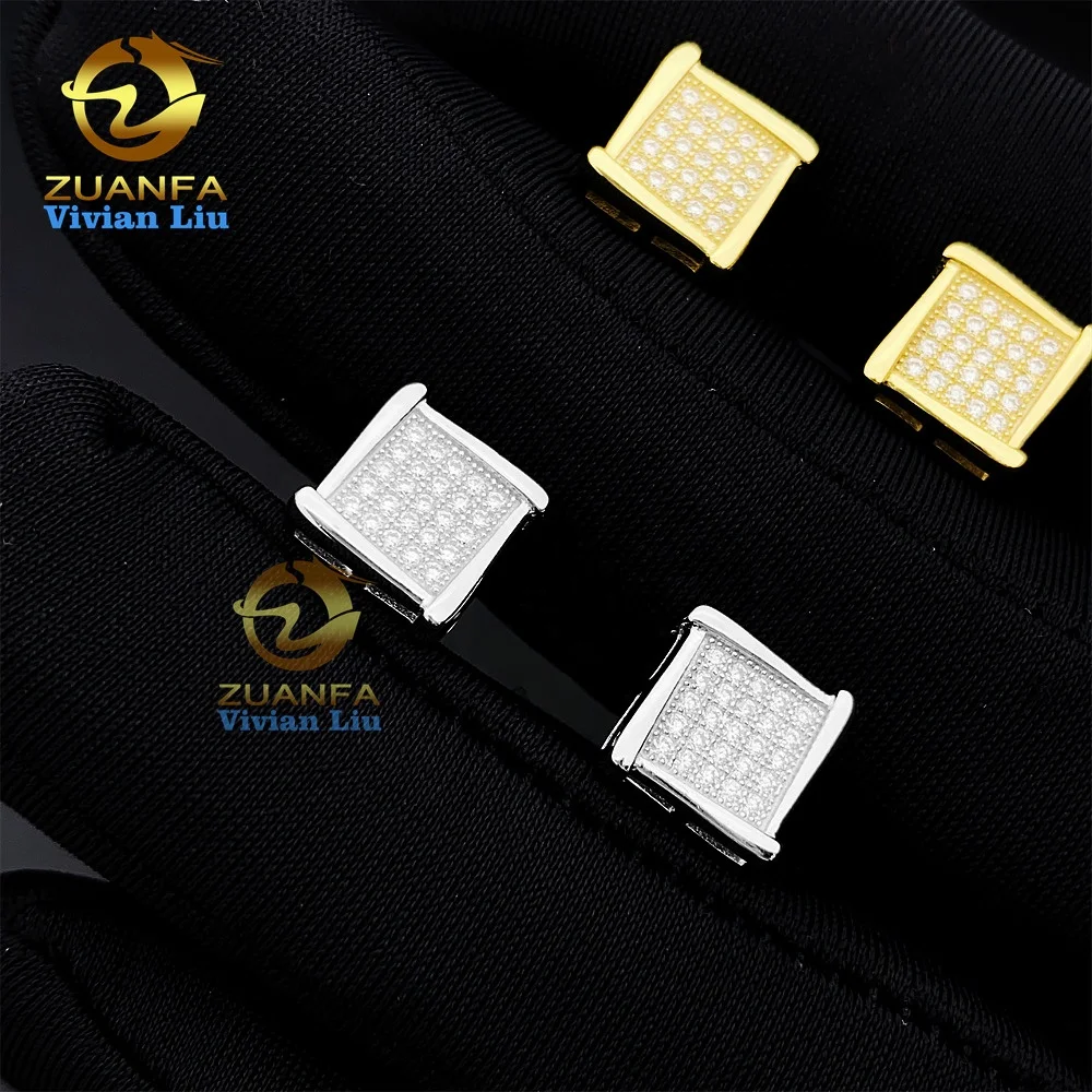 

Fashion jewelry wholesale price shiny white vvs moissanite 18k gold plated 925 sterling silver stud earrings