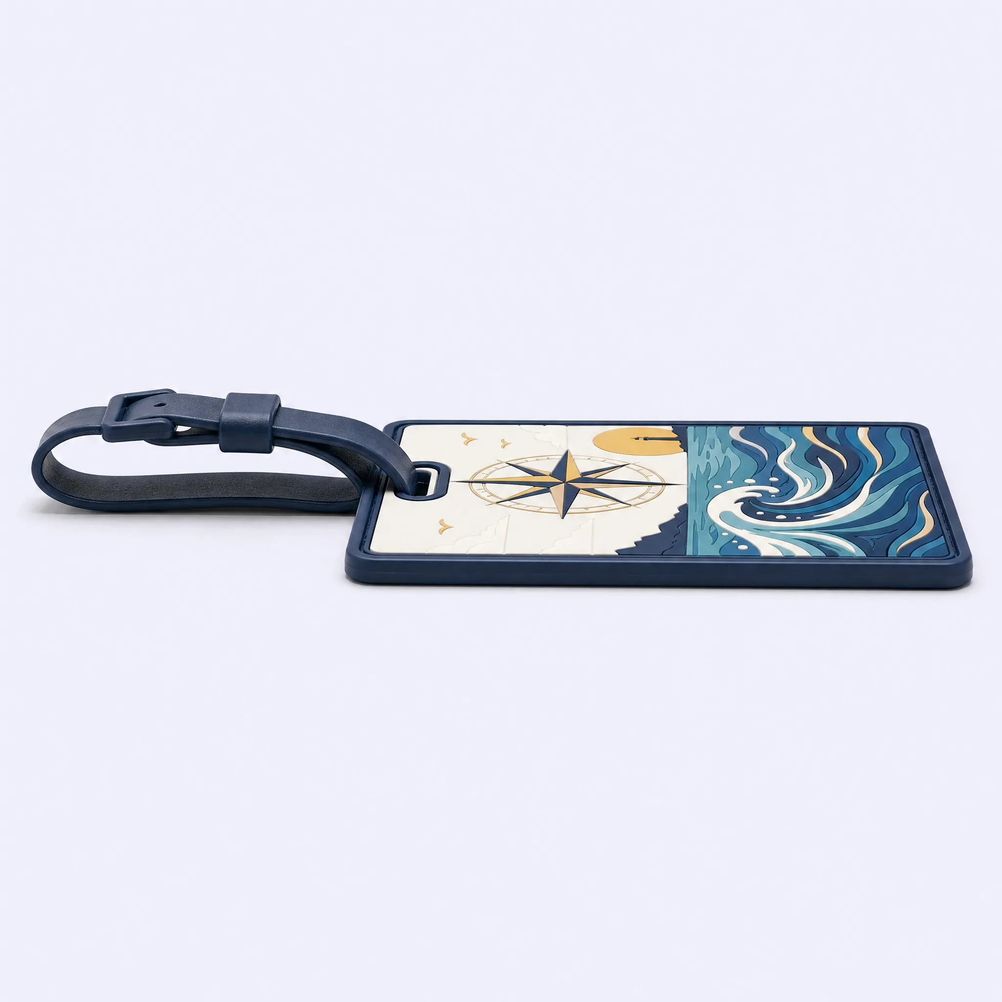 Custom 3D Soft PVC Luggage Tag Horizontal Side Profile Thickness and Flexible Construction
