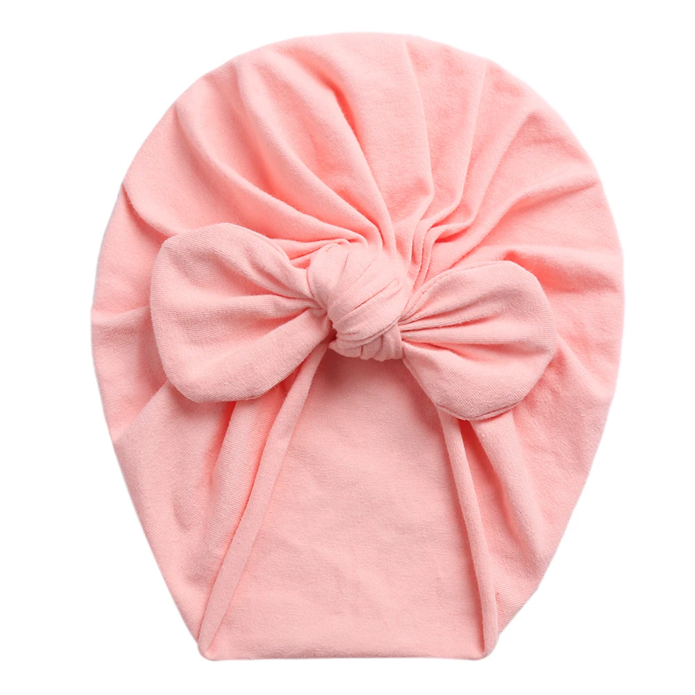 

Wholesale baby turban rabbit ears 100% cotton soft hat winter for girls kids hair accessories solid color baby hat hairband