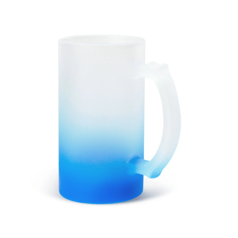 

2021 hot Frosted Glass Beer Mug for Sublimation 16oz gradient Colorful Blanks Transparent Wholesale, 8 colors