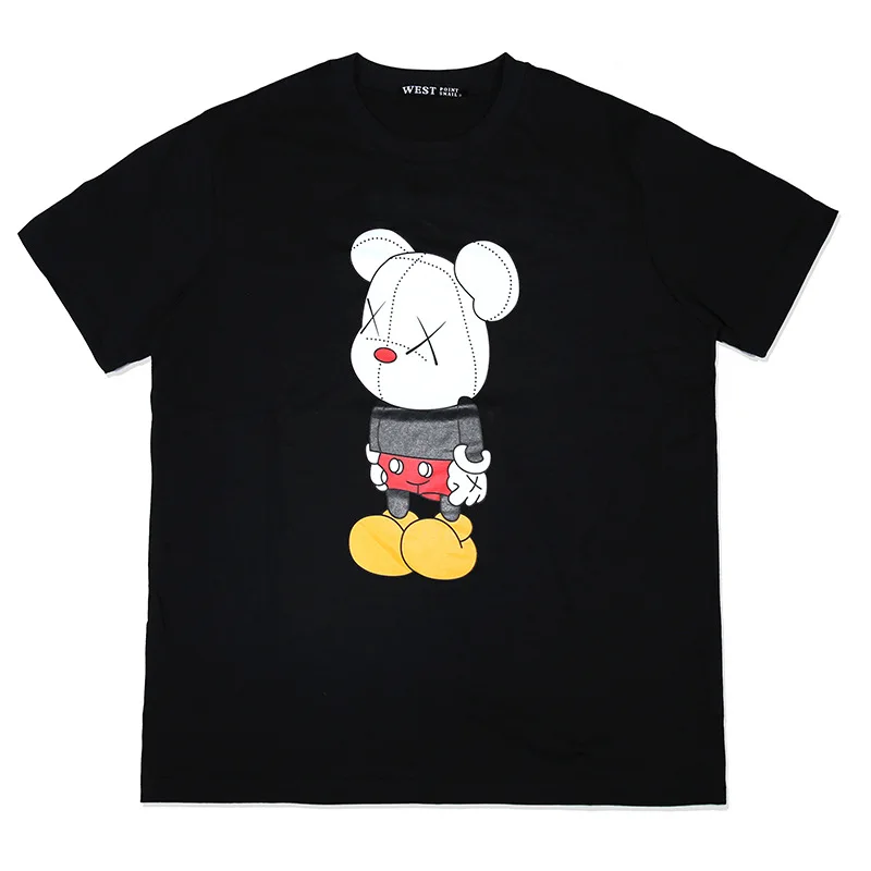 

wholesale custom couple 100% cotton o-neck short sleeves loose fashion cartoon t shirt unisex