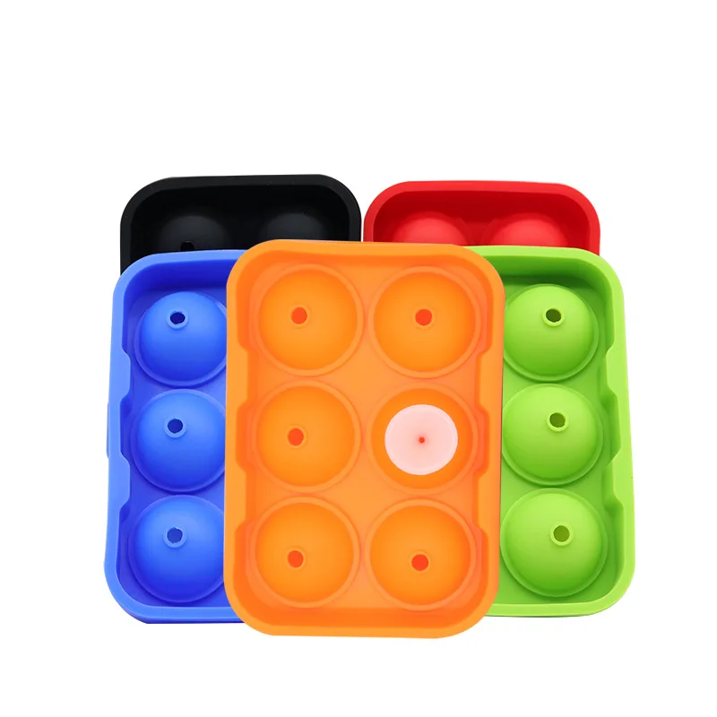 

Creative DIY 6 Holes Ice Cube Silicone Molds Round Ice Tray, Red green black blue