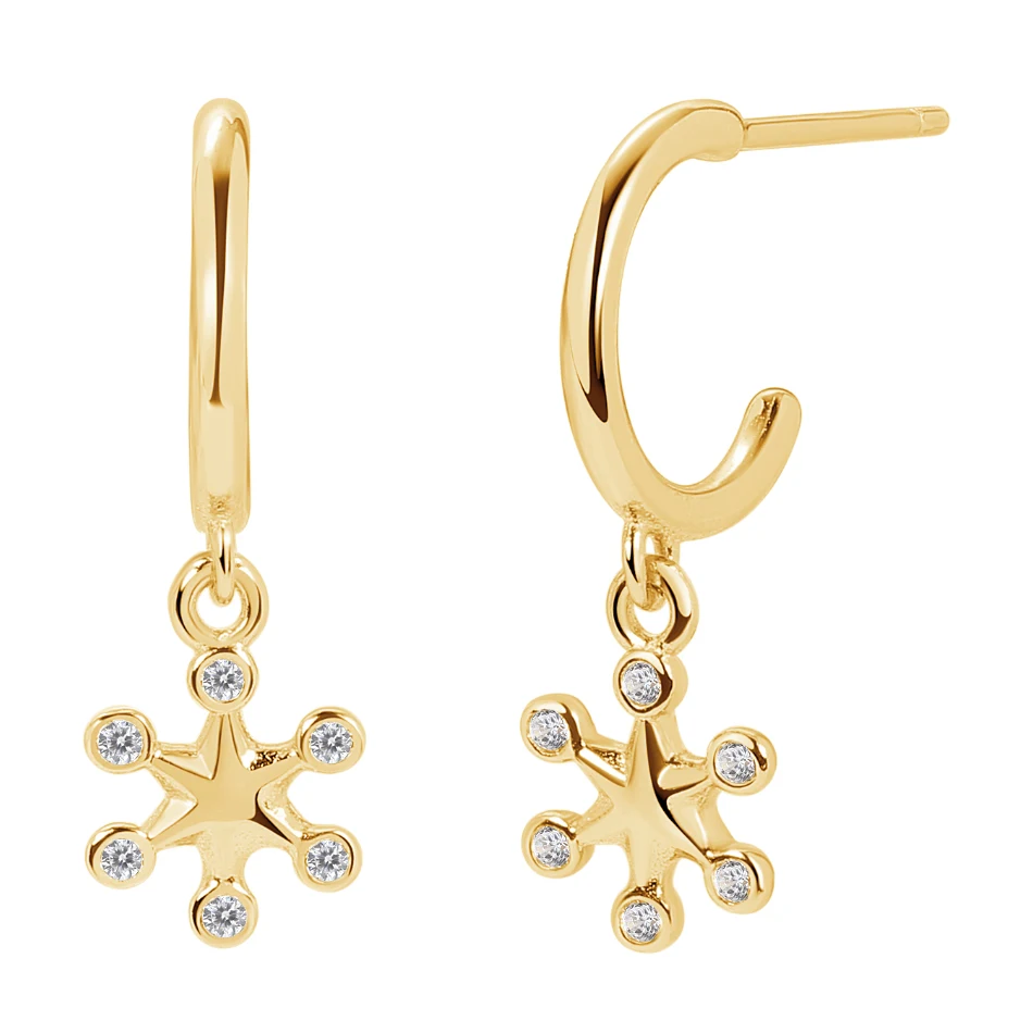 

Minimalist Jewelry Earrings For Women 18K Gold Plated Wholesale 925 Sterling Silver Cubic Zircon Snowflake Dangle Earrings