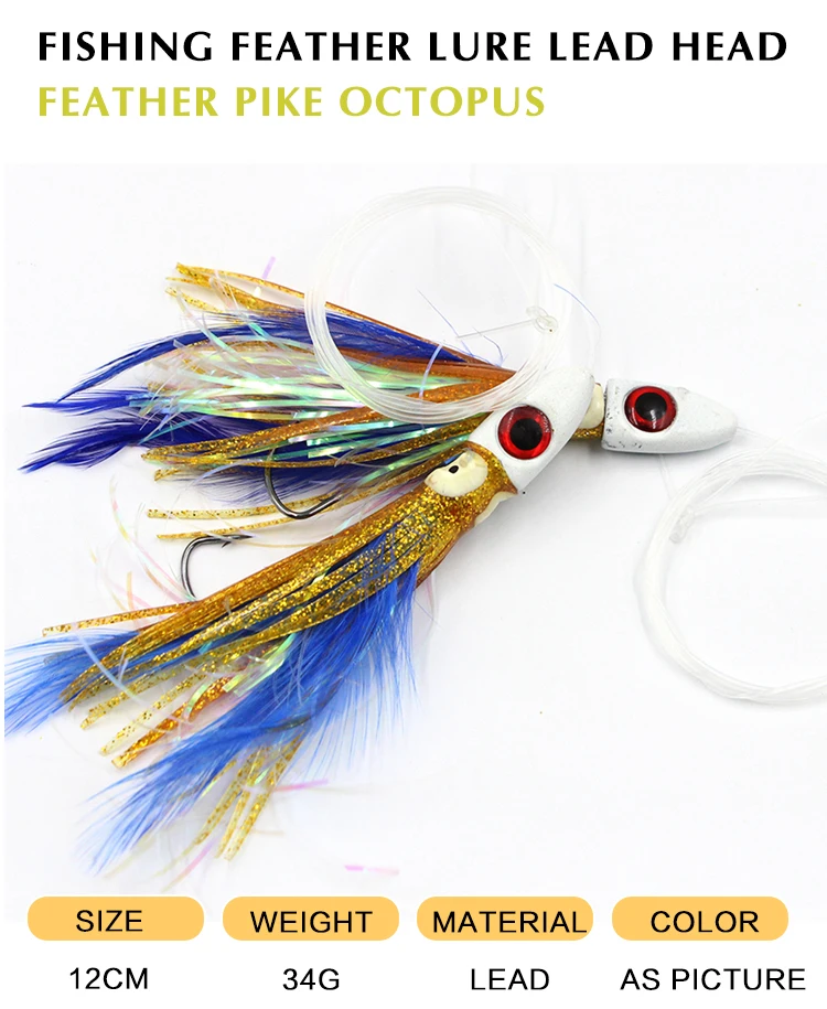 Selco Jigkopf Trolling Fiske Jig Head Octopus Squid Soft Lure Trolling Lures Saltwater Fishing