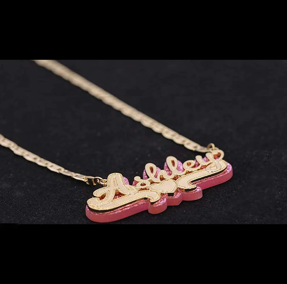 

Selling Fast 18K Gold Personalized Custom Name Necklace With Figaro Chain