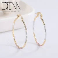 

Fashion tricolor minimalist hoop earrings textured circle earrings ladies jewelry gift