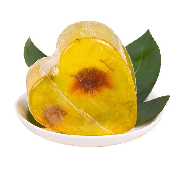 

OEM Organic Calendula Honey Heart Soap Yoni Soap, Clear yellow