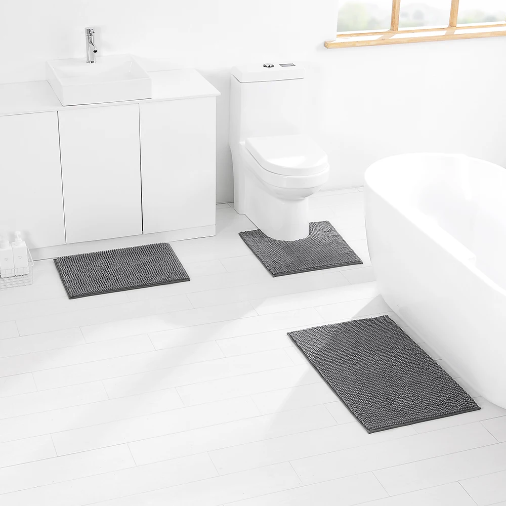

Good Water-absorbing Ground Rugs Toliet chenille bathroom rug mat, Blue black bronze