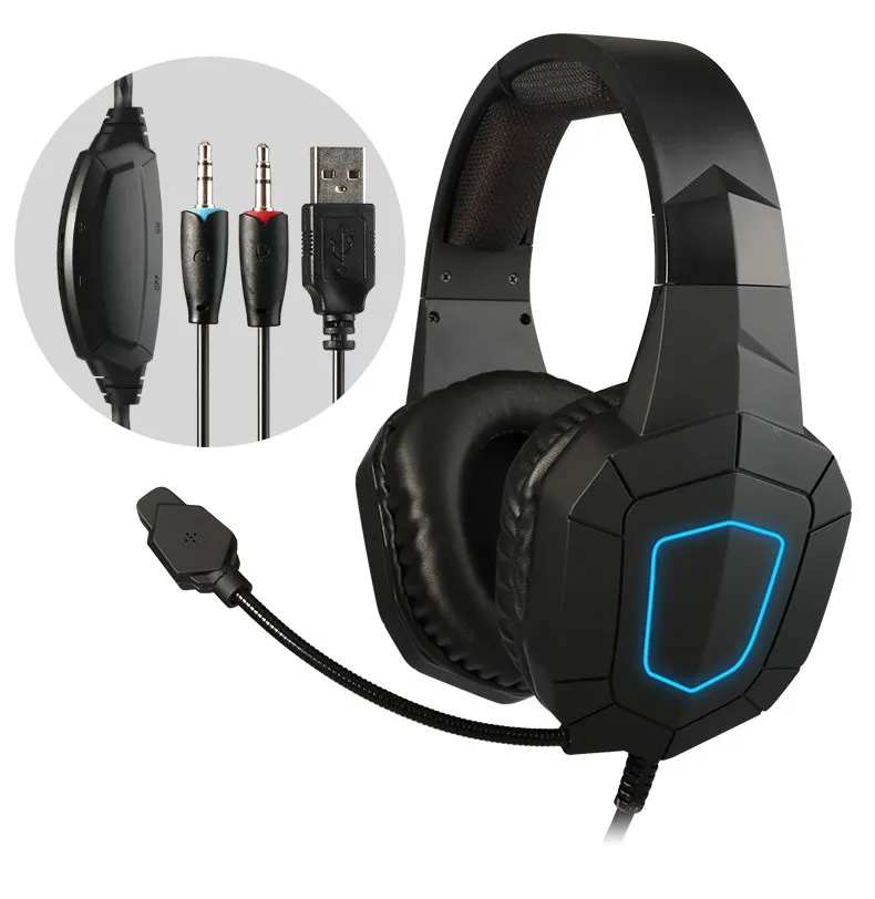 

Hot Selling 3.5mm Computer Stereo RGB LED Light Gaming Headset Volume control for PC 7.1 Stereo