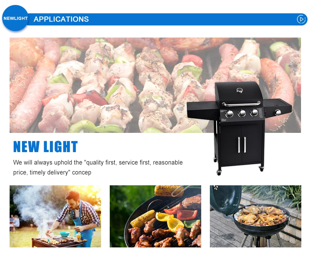 6 burners Luxury Outdoor 3C Certificate  Gas Chicken Rotisserie Grill  hybrid grill bbq gas grill