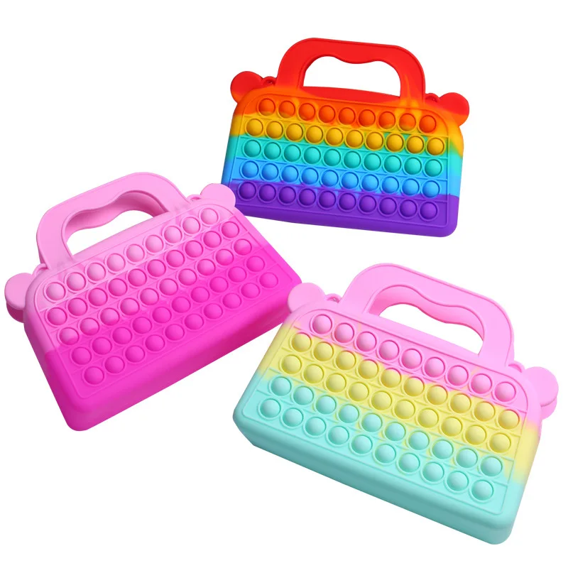 

Wholesale New design Colorful Silicone Coin Purse Push Pop Bubble Fidget Women Kids Handbag