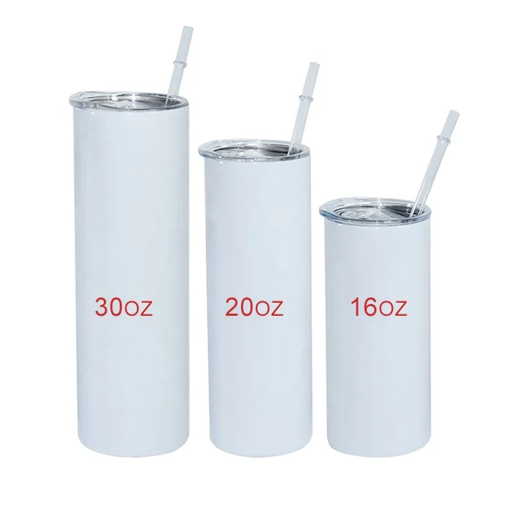 

Prosub Sublimation Water Bottle Tumbler Double Walled Insulated Sublime Mugs 20 oz Straight Skinny Blank Sublimation Tumblers