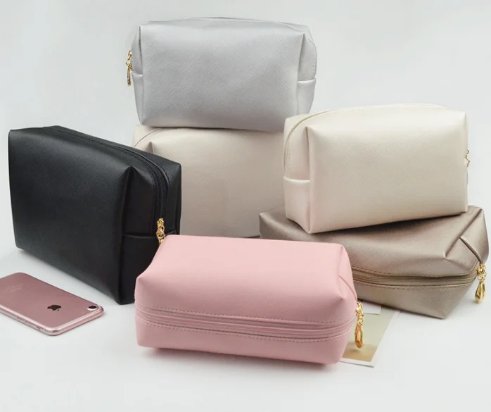 

custom logo PU material black pink makeup brushes storage bag lady cosmetic case handbag, 8 colors