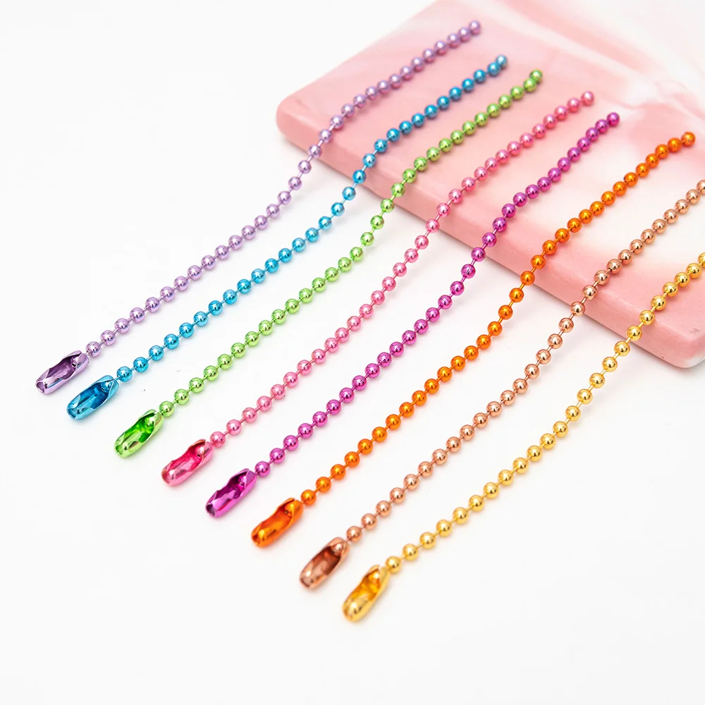 

Colorful metal beaded chain jewelry beaded chain electrophoresis process hanging chain jewellery making jewelry supplies, Pink;green;brown;orange etc