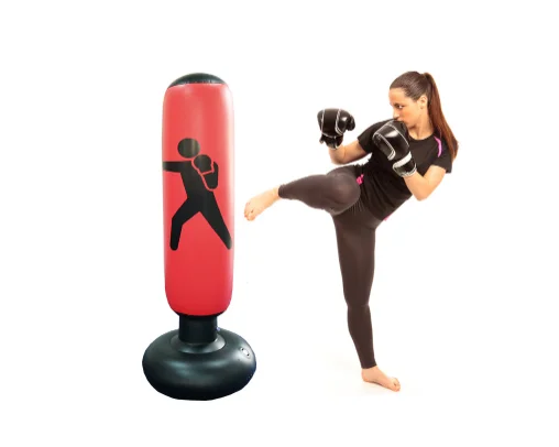

OEM New Fitness Gym Training 64 Inch Kick Boxing Bag Equipment Inflatable Free Standing Punching Bag, Black,yellow, red