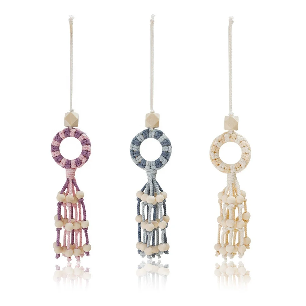

Nordic hand-woven wooden beads circle tassel boho home wall hanging window hanging ethnic ornaments macrame home decor, As photo showing