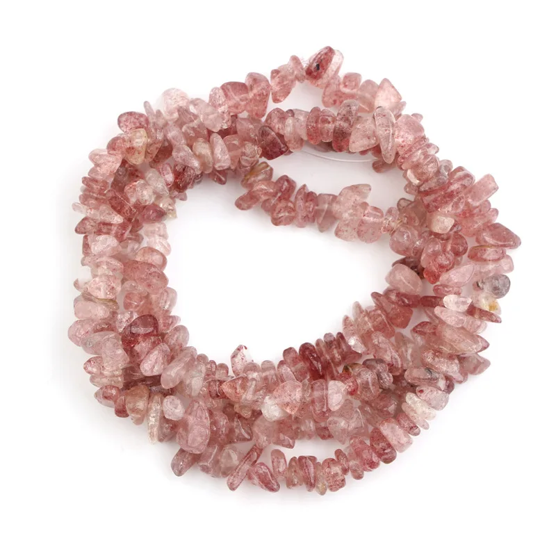 

Natural Jewelry Accessories Freeform Gravel Chips Stone Irregular Shaped Strawberry Quartz Loose Beads, 100% natural color