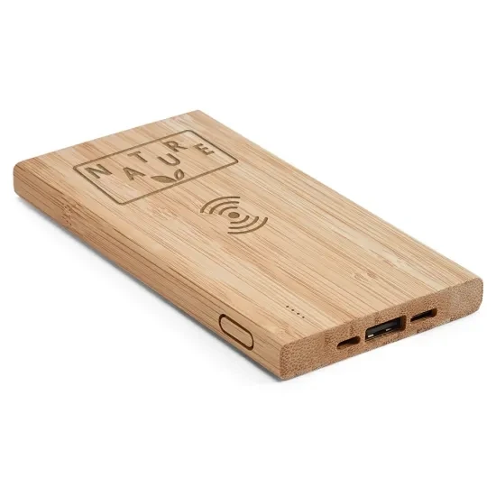 

Portable bamboo battery charger Lithium battery 5000mAh power bank