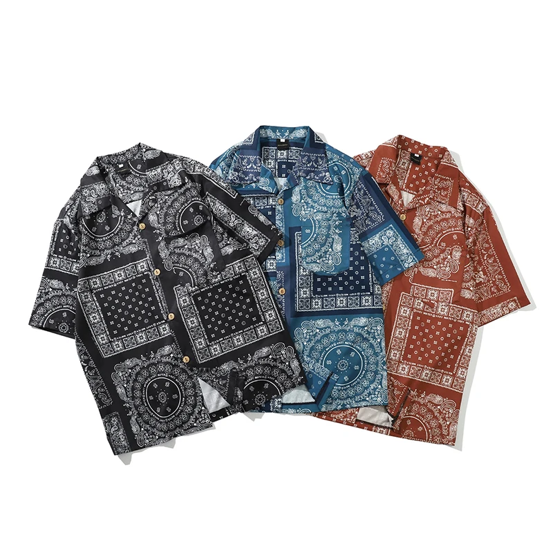 

JM043 Fashionable bandana mens shirts streetwear designer men polo shirt casual men's shirts