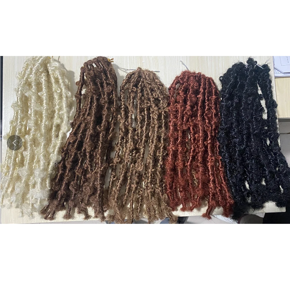 

wholesale Onst butterfly faux locs crochet Loc Hair in synthetic braid hair extension Messy Soft Locs Passion Twist Braids Hair, Pic showed