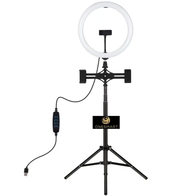 

Hot Sale PULUZ 11.8 inch 30cm Light with 1.65m Tripod Stand 3 Phone holder Dimmable LED Curved Photography Video Ring Light