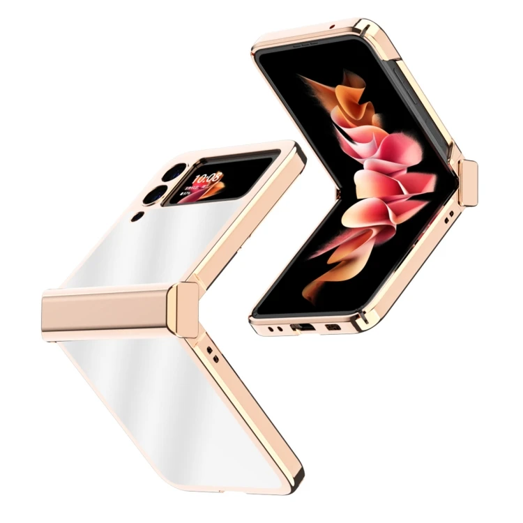 

Wholesale Electroplating Mirror Hinge Phone Case For Samsung Galaxy Z Flip3 5G, Gold