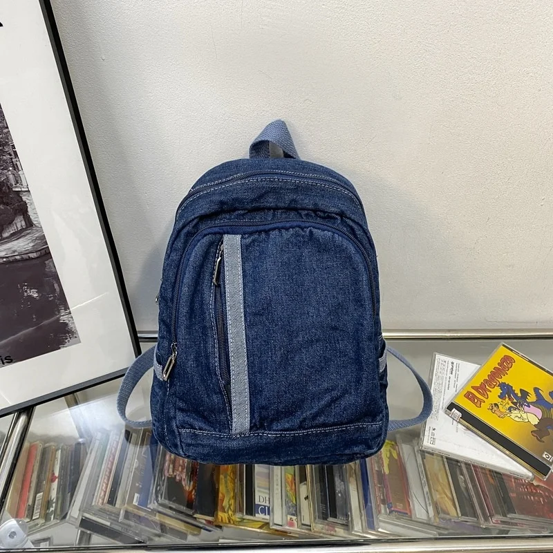 

2022 Drop Shipping Portable Denim Shoulder Bagpack Women Small Travel Back Pack Soft Fabric Backpack