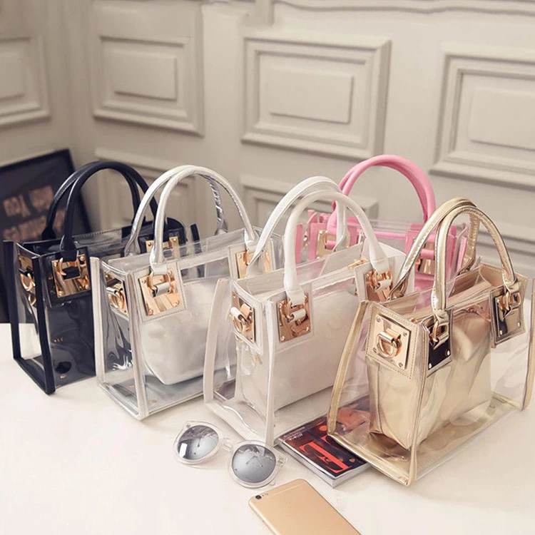 

2pcs MOQ Fashion Women Shoulder Bag Sac Dame Clear Jelly Clutch Purse Transparent Hand Sling Bags For Women Girls, Customized colors