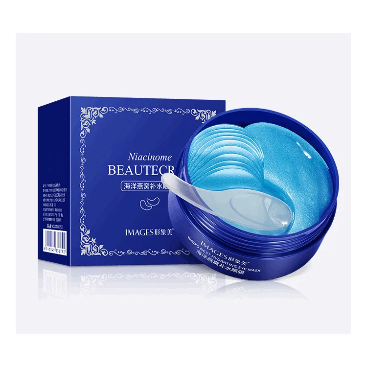 

2021 High Quality Organic Hyaluronic Acid Ocean Bird Nest Blue Collagen Crystal Hydrating Hydrogel Eye Mask Patches