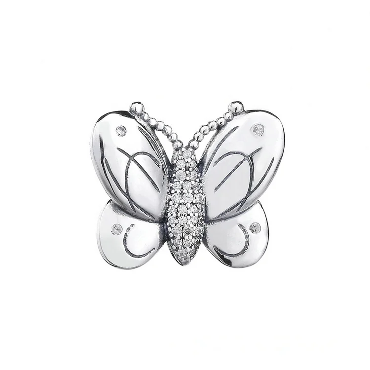 

New design 925 sterling silver rhinestone charms butterfly pendant