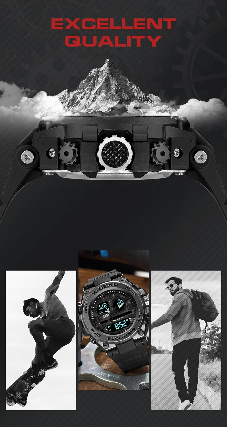 X-gear Al Fajr Custom Logo Army Brand Stainless Steel Digital Watch Men