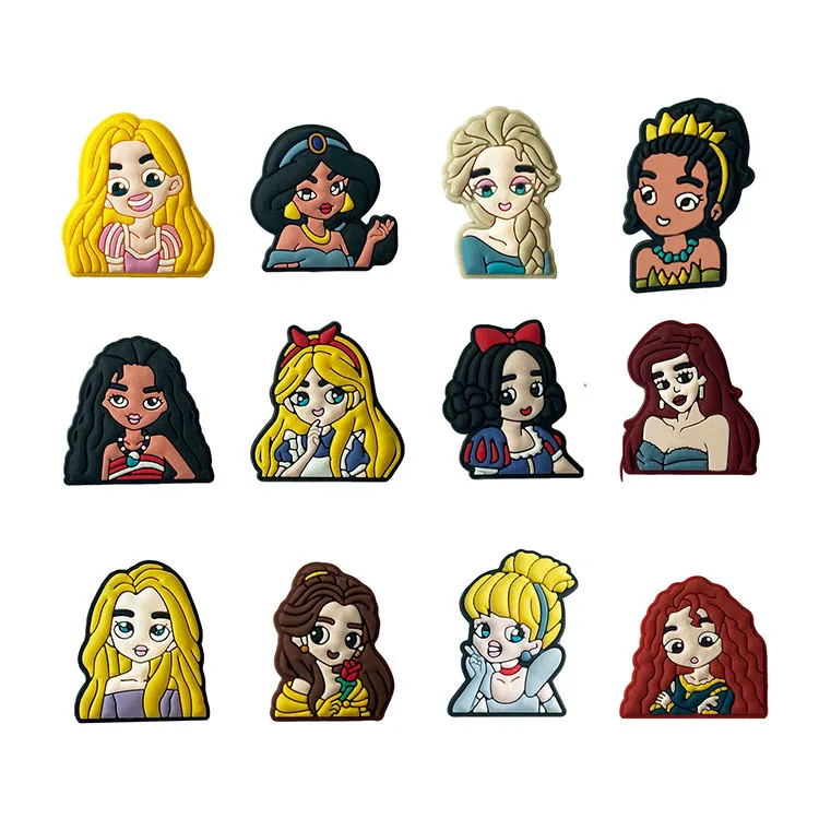 

Hot selling new creative fairy tale princess Croc shoes amulet PVC designer charm Croc shoes accessories