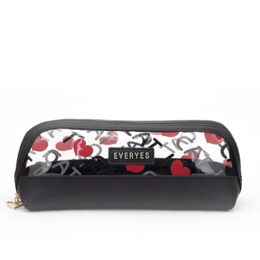 

travel makeup bag heart shaped printing transparent PVC waterproof cosmetic bag