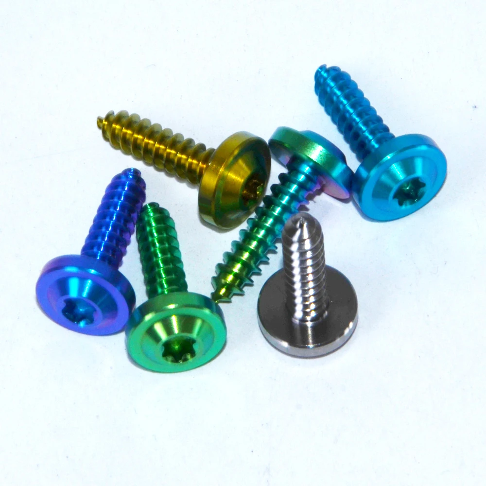 

Ti colorful GR5  titanium fastener for Motorcycle Bicycle AutorCar Disc Brake Hexagon Socket Self tapping Screw, A,b,c,d,e,f