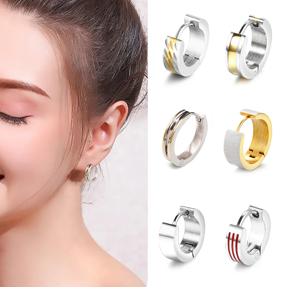 

2021 Custom Wholesale Women Fashion Accessories Gold Plated Drop Ear Ring Jewellery Stainless Steel Jewelry Hoop Earrings, Gold,rose gold, silver
