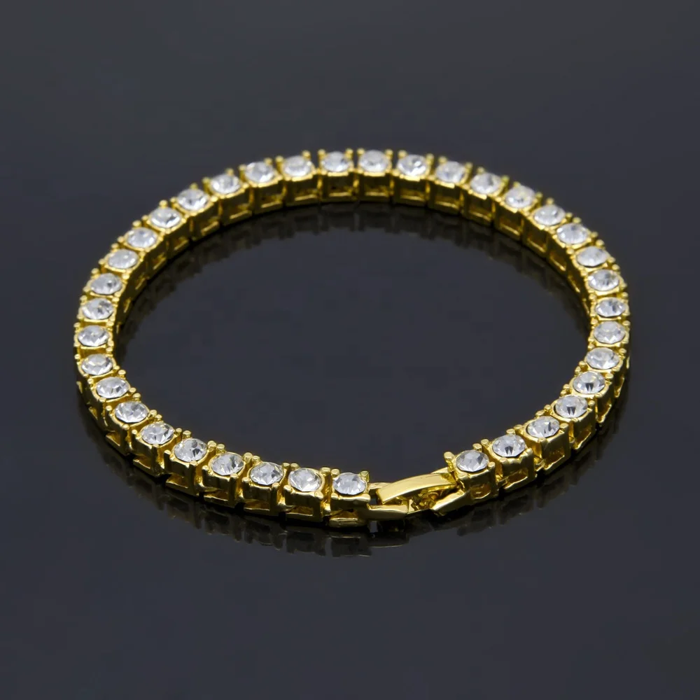 

3mm 4mm 5mm Brass Zircon Tennis Chain Bracelet Hip Hop Jewelry Gold Silver Material Men Cz Bracelet Iced Out