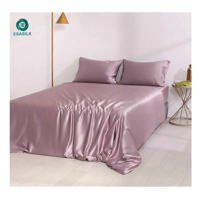 22 Momme 1-Piece Mulberry Silk Satin Duvet Cover Set 9 Color Plain Pattern Bedding for Home Use or Hotels in Stock