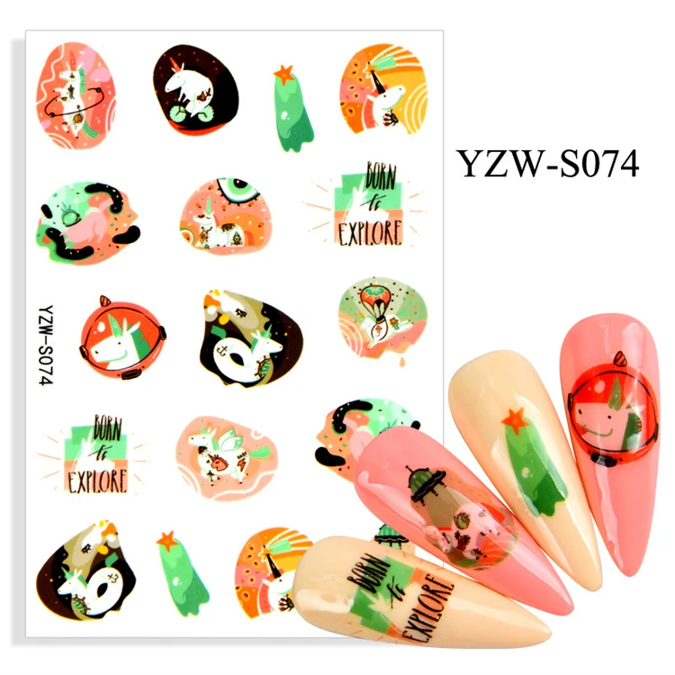 

High Quality English Letter Decal Art Decoration Cartoon Nail Wraps Stencil Popular Women Butterfly Nail Stickers, Mixed color