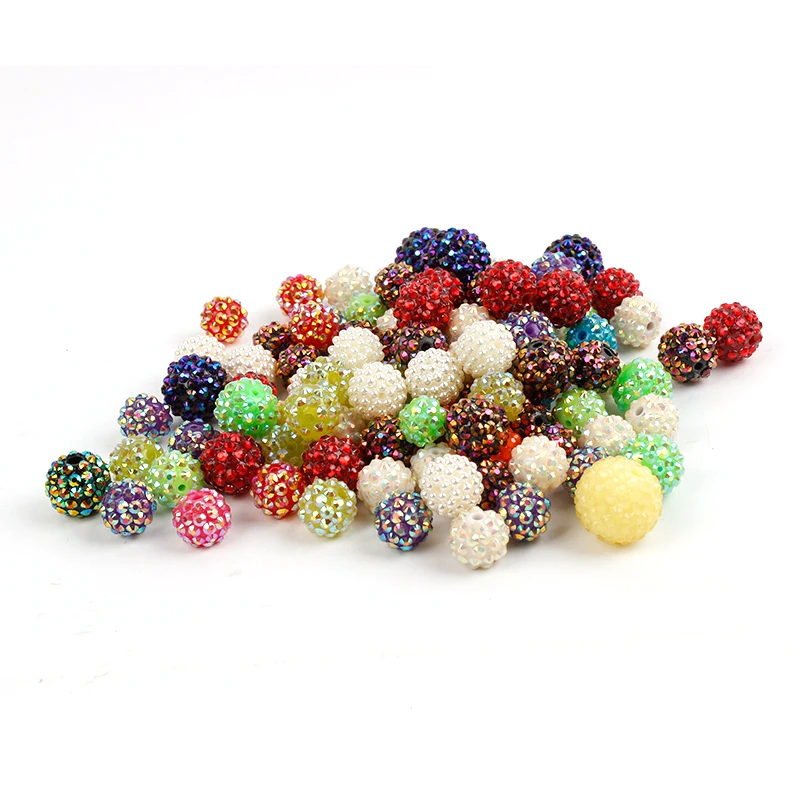 Lot de 50 perles Shamballa Strass grossiste pour création bijoux bracelets MIX 