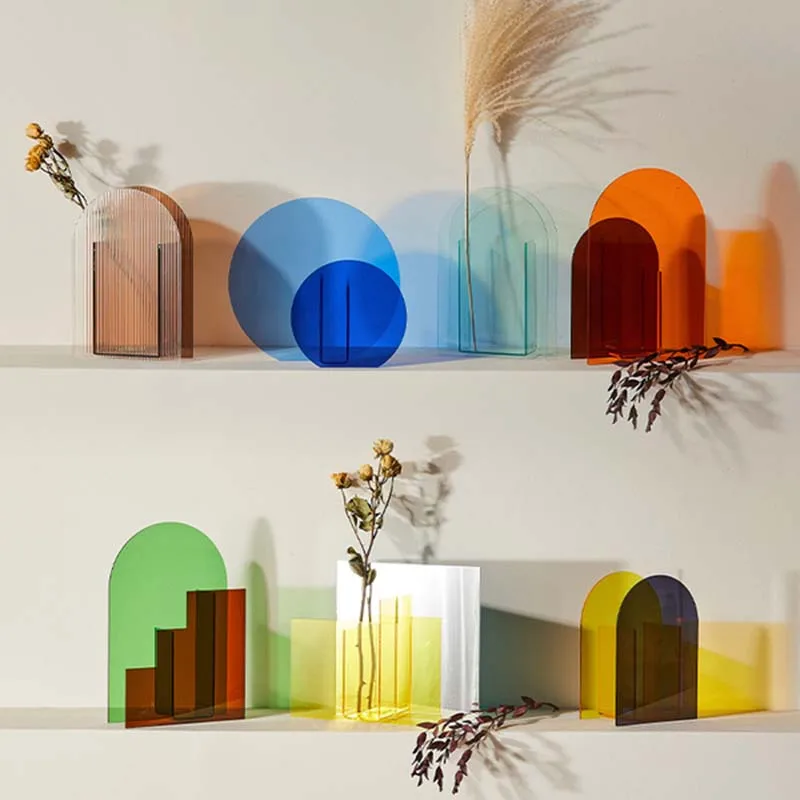 

Acrylic Rainbow INS Wind Geometric Delivery Vase Living Room Nordic Vase Decorative Vase Decoration
