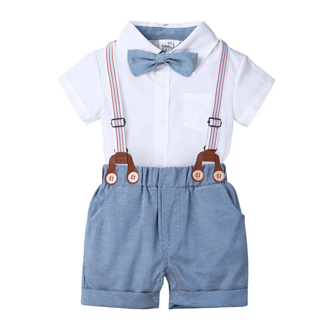 

Summer children's suit 2020 new short-sleeved shirt bib boys suit Korean children's wear