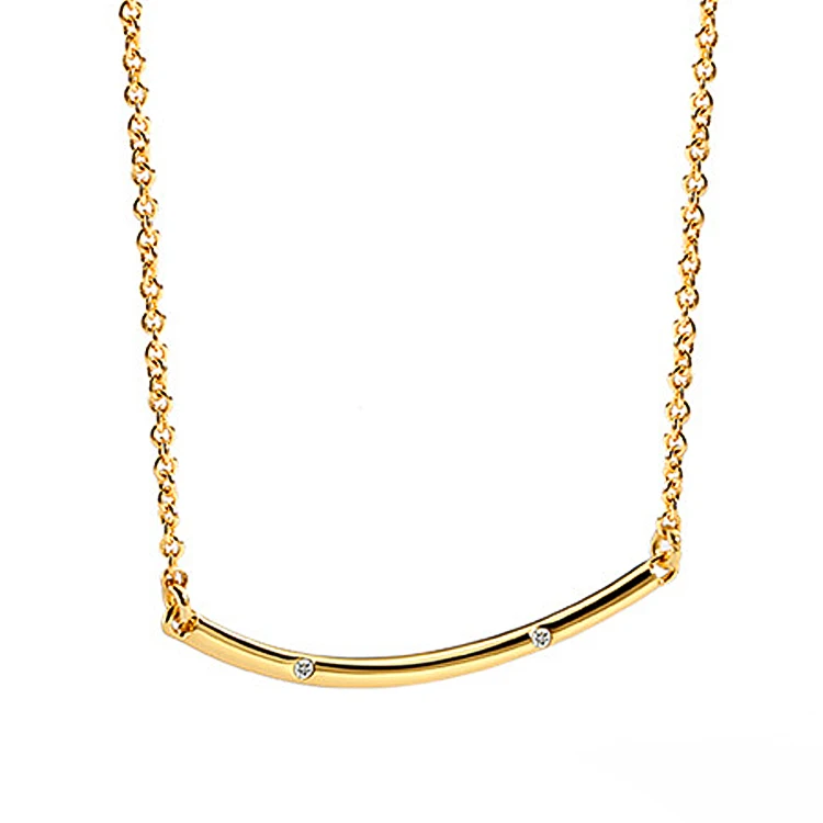 

Charare 18 k gold plated zircon smile Pendant chain Necklace