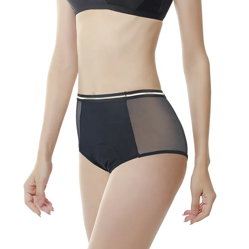 

Customize Comfortable Heavy Days Period Underwear Super Absorbency Menstrual Underwear Safety Women Menstrual Period Panties, Black